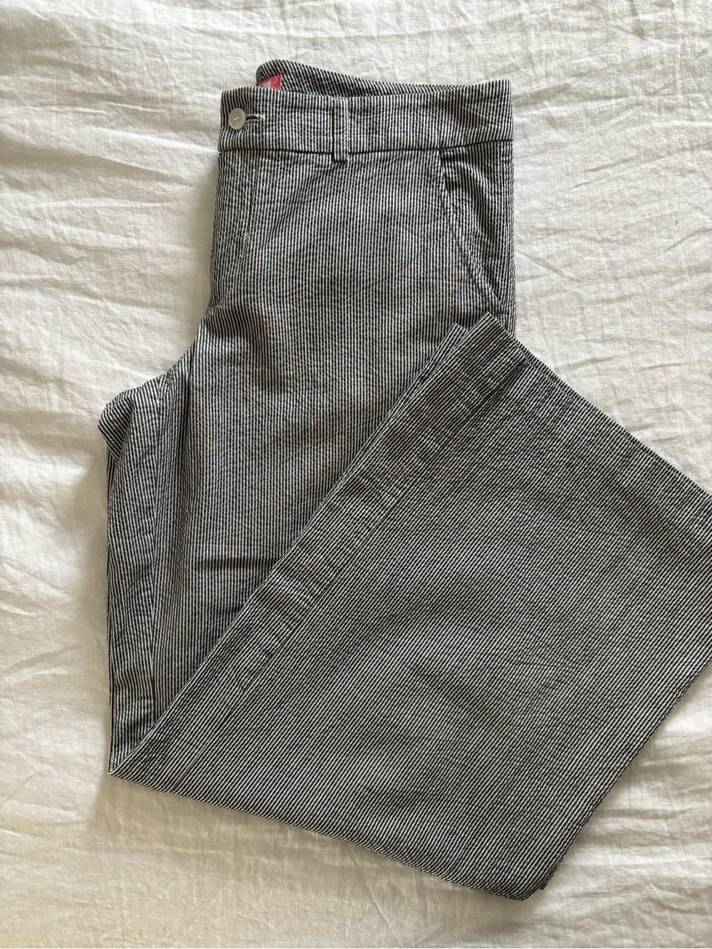 Seersucker Wide Leg Pants